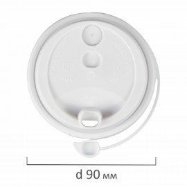 Крышка с питейником для бумажного стакана, диаметр 90 мм, матовая, белая, полипропилен, ВЗЛП, 3001М/Б