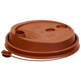Крышка с питейником для бумажного стакана ДИАМЕТР 90мм матовая коричневая ПП, ВЗЛП, ШК2246, 3001М/Кор