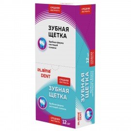 Зубная щетка средней жесткости (ассорти 4 цвета), LAIMA DENT, 609310