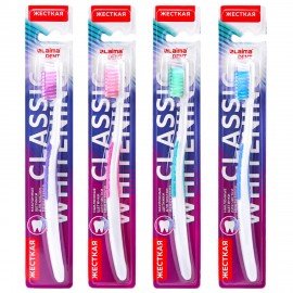 Зубная щетка жесткая для быстрого очищения и безопасного отбеливания ассорти 4 цв. LAIMA DENT, 609313