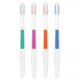 Зубная щетка жесткая, КОМПЛЕКТ 8 шт, LAIMA DENT "CLASSIC WHITENING", безопасное отбеливание, 609315