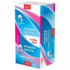 Зубная щетка средней жесткости, LAIMA DENT "Nano Complete", 609316