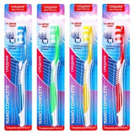 Зубная щетка средней жесткости, LAIMA DENT "Nano Complete", 609316