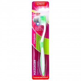 Зубная щетка средней жесткости, LAIMA DENT, "MASSAGER", с массажными щетинками, 609318
