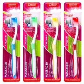 Зубная щетка средней жесткости, LAIMA DENT, "MASSAGER", с массажными щетинками, 609318