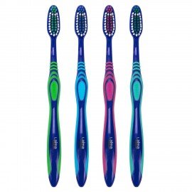 Зубная щетка средней жесткости, с чисткой языка, гибкая, КОМПЛЕКТ 4шт, LAIMA DENT, 609323