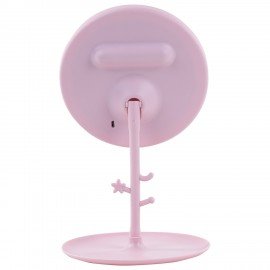 Зеркало настольное с LED подсветкой для макияжа, диаметр 17см, 3 режима свечения, аккумулятор 1200 mAh, цвет розовый, WBZ, 609331