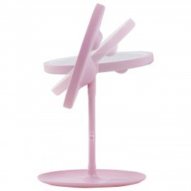 Зеркало настольное с LED подсветкой для макияжа, диаметр 17см, 3 режима свечения, аккумулятор 1200 mAh, цвет розовый, WBZ, 609331