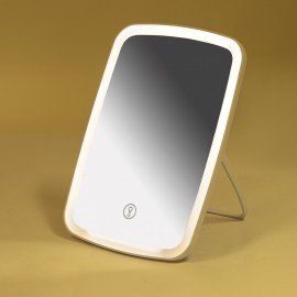 Зеркало настольное с LED подсветкой для макияжа, 24х17см, 3 режима свечения, аккумулятор 800 mAh, цвет белый, WBZ, 609333