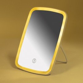 Зеркало настольное с LED подсветкой для макияжа, 24х17см, 3 режима свечения, аккумулятор 800 mAh, цвет белый, WBZ, 609333