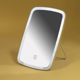 Зеркало настольное с LED подсветкой для макияжа, 24х17см, 3 режима свечения, аккумулятор 800 mAh, цвет белый, WBZ, 609333