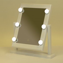 Зеркало для макияжа гримерное с подсветкой, 6 LED ламп, 3 режима свечения, размер 21х29 см, работа от USB или 4хAA, цвет белый, WBZ, 609334
