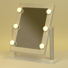 Зеркало для макияжа гримерное с подсветкой, 6 LED ламп, 3 режима свечения, размер 21х29 см, работа от USB или 4хAA, цвет белый, WBZ, 609334