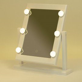 Зеркало для макияжа гримерное с подсветкой, 6 LED ламп, 3 режима свечения, размер 21х29 см, работа от USB или 4хAA, цвет белый, WBZ, 609334