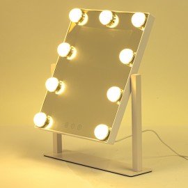 Зеркало для макияжа гримерное с подсветкой, 9 LED ламп, 3 режима свечения, размер 25х30 см, работа от сети 220V, цвет белый, BRABIX, 609335