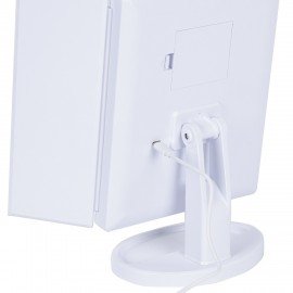 Зеркало настольное с LED подсветкой для макияжа, размер 24х18см, складное, увеличение х2, х3, х10, белое, BRABIX, 609337