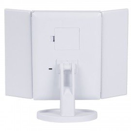 Зеркало настольное с LED подсветкой для макияжа, размер 24х18см, складное, увеличение х2, х3, х10, белое, BRABIX, 609337