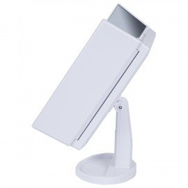 Зеркало настольное с LED подсветкой для макияжа, размер 24х18см, складное, увеличение х2, х3, х10, белое, BRABIX, 609337