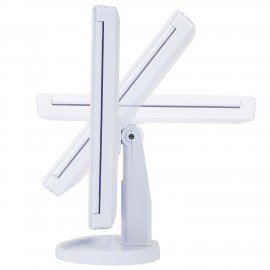 Зеркало настольное с LED подсветкой для макияжа, размер 24х18см, складное, увеличение х2, х3, х10, белое, BRABIX, 609337