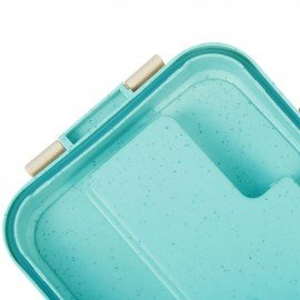 Ланч-бокс контейнер 3 отделения 1,4л ложка, вилка, 8х21х14см, мятный, JOYLUX ECO, 609344