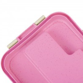 Ланч-бокс контейнер 3 отделения 1,4л ложка, вилка, 8х21х14см, розовый, JOYLUX ECO, 609345