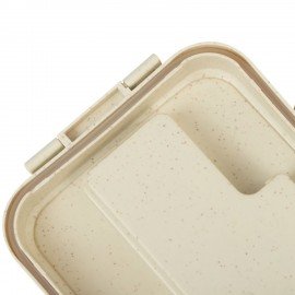 Ланч-бокс контейнер 3 отделения 1,4л ложка, вилка, 8х21х14см, бежевый, JOYLUX ECO, 609346