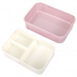 Ланч-бокс контейнер 2 секции 3+1 отделение 1,4л ложка, вилка 7х21х14см, розовый JOYLUX, 609348