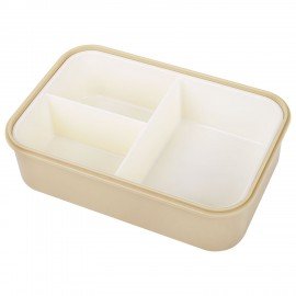 Ланч-бокс контейнер 2 секции 3+1 отделение 1,4л ложка, вилка 7х21х14см, бежевый JOYLUX, 609349