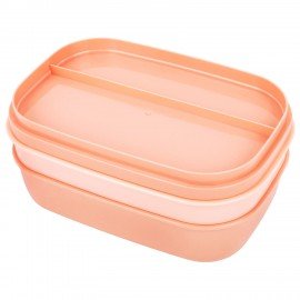 Ланч-бокс контейнер 3 секции 8 отделений 1,9л ложка, вилка, нож 10х21х14см персиковый JOYLUX, 609351