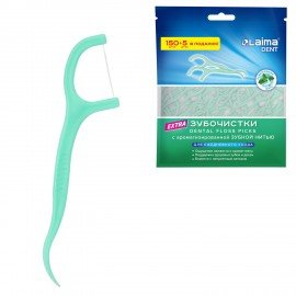 Зубочистки флоссеры с зубной нитью "150шт + 5шт в Подарок!" ВКУС МЯТЫ зип-лок пакет, LAIMA DENT, 609403