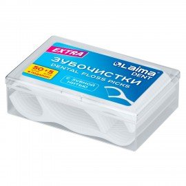 Зубочистки флоссеры с зубной нитью "50шт плюс 5 в Подарок!" в боксе, LAIMA DENT, 609404