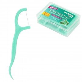 Зубочистки флоссеры с зубной нитью "50шт плюс 5 в Подарок!" в боксе, ВКУС МЯТЫ, LAIMA DENT, 609405