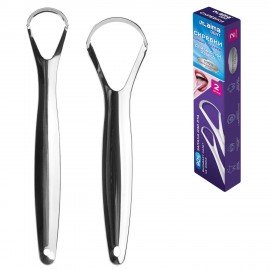 Скребок для языка из нержавеющей стали КОМПЛЕКТ 2шт (большой и малый) с футляром, LAIMA DENT, 609409