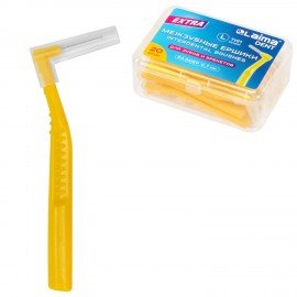 Межзубные ершики 0,6мм для зубов и брекетов 20шт в боксе, изогнутая ручка (L-тип), LAIMA DENT, 609410