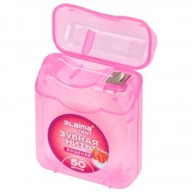 Зубная нить вощеная 50м, мягкая забота о деснах, ВКУС КЛУБНИКИ, LAIMA DENT, 609415