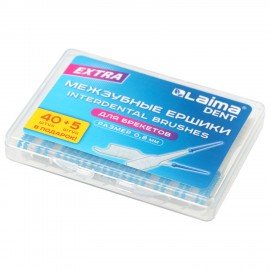 Межзубные ершики 0,8мм силиконовые 40+5шт в Подарок! в боксе для зубов и брекетов LAIMA DENT, 609417