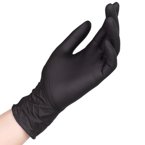 Перчатки нитриловые одноразовые 50 пар (100 шт.), размер S (малый), черные, SAFE&CARE, ZN318