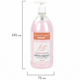 Мыло-крем жидкое 1 л, ЗОЛОТОЙ ИДЕАЛ "Овсяное молочко", дозатор, 609429