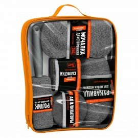 Набор для мойки авто и детейлинга 10 в 1, серый, СУМКА ДЛЯ ХРАНЕНИЯ В КОМПЛЕКТЕ, DASWERK, 609482