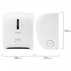 Диспенсер для полотенец в рулонах LAIMA PROFESSIONAL SUPER (H1), механический, ABS-пластик, белый, 609506