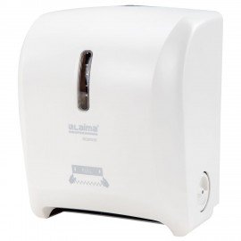 Диспенсер для полотенец в рулонах LAIMA PROFESSIONAL SUPER (H1), механический, ABS-пластик, белый, 609506