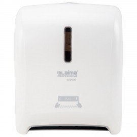 Диспенсер для полотенец в рулонах LAIMA PROFESSIONAL SUPER (H1), механический, ABS-пластик, белый, 609506