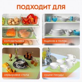 Коврики универсальные 6 шт., 30х45 см, для холодильника, полок, сервировки, салатовый, DASWERK, 609605