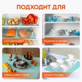 Коврики универсальные 6 шт., 30х45 см, для холодильника, полок, сервировки, бирюзовый, DASWERK, 609606