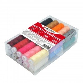 Нитки швейные 40/2 200 м, полиэстер, НАБОР 30 цветов, в ПОДАРОК набор игл, DEVELIA (Девелиа), 609626