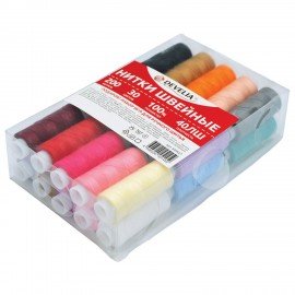 Нитки швейные 40ЛШ 200 м, полиэстер, НАБОР 30 цветов, в ПОДАРОК набор игл, DEVELIA (Девелиа), 609627