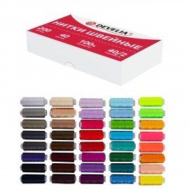 Нитки швейные 40/2 200 м, полиэстер, НАБОР 40 цветов, DEVELIA (Девелиа), 609628