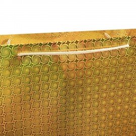 Пакет подарочный (1 шт.) 38x53x16см, "BIG SIZE", голография, ассорти 3 цвета, ЗОЛОТАЯ, 609730
