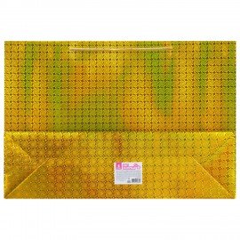 Пакет подарочный (1 шт.) 38x53x16см, "BIG SIZE", голография, ассорти 3 цвета, ЗОЛОТАЯ, 609730