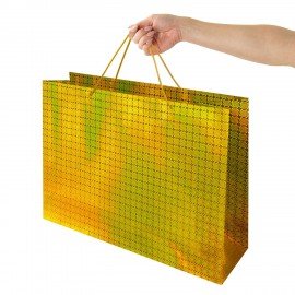 Пакет подарочный (1 шт.) 42x62x17см, 'BIG SIZE", голография, ассорти 3 цвета, ЗОЛОТАЯ, 609731